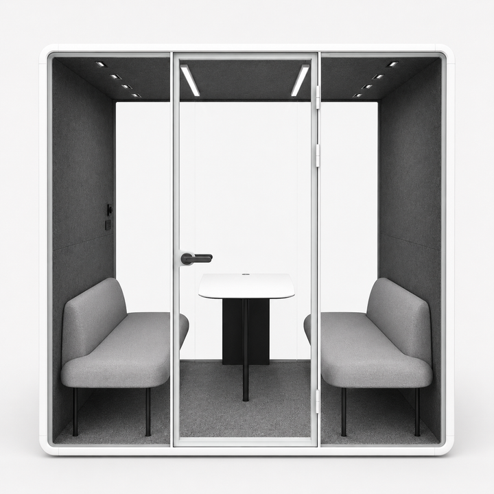 FocusPod Meet product render with optional opposing seats and table
